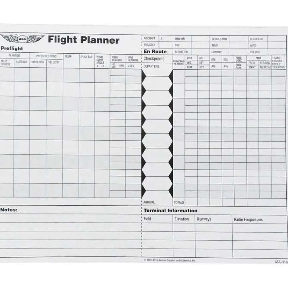 ASA Comprehensive Flight Planner Pad for Pilots