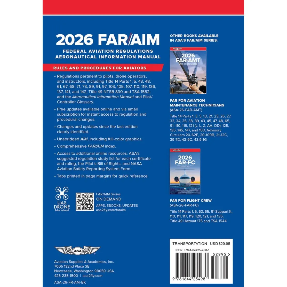 ASA 2026 FAR/AIM Handbook - FAA Regulations Guide for Pilots & Instructors