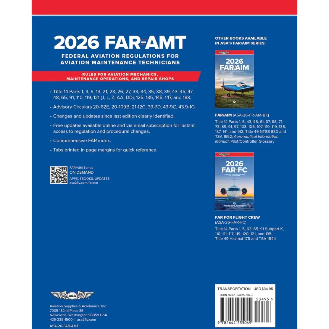 ASA 2026 FAR-AMT - Federal Aviation Regulations for Maintenance Technicians