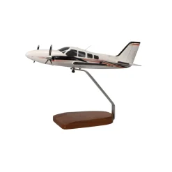 Beechcraft Baron G58 (Red/Black) Large Mahogany Model