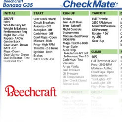 Beechcraft Bonanza G35 Checkmate+ Standard Size Comprehensive Pilot Checklist (Modernized and Updated)
