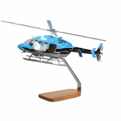 Bell 407 Clear Canopy Large Mahogany Model