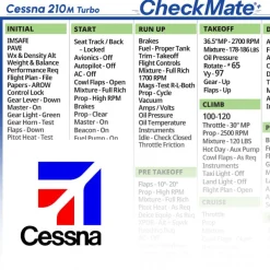 Cessna 210 M Turbo Checkmate+ Standard Size Comprehensive Pilot Checklist (Modernized and Updated)