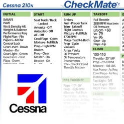 Cessna 210 N Checkmate+ Standard Size Comprehensive Pilot Checklist (Modernized and Updated)