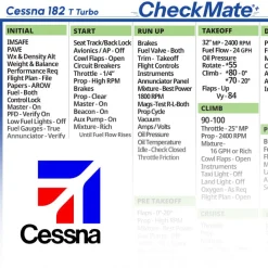 Cessna 182 T Turbo Checkmate+ Standard Size Comprehensive Pilot Checklist (Modernized and Updated)