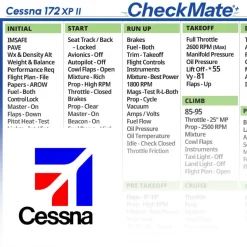 Cessna 172 XPII Checkmate+ Standard Size Comprehensive Pilot Checklist (Modernized and Updated)