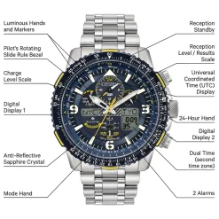 Citizen Promaster Skyhawk A-T Blue Dial Stainless Steel Bracelet Watch (External E6B) JY8078-52L