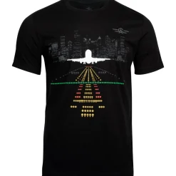 City Skyline Reflective Runway Aviation T-Shirt by Aeroplane Apparel Co.