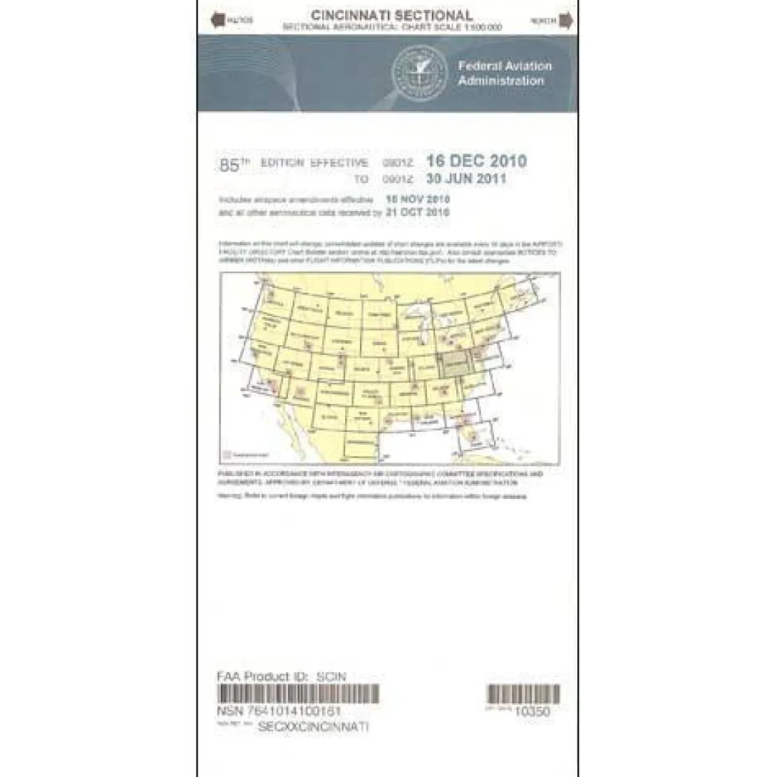FAA Cincinnati VFR Sectional Aeronautical Chart - 07/09/26 thru 09/03/26