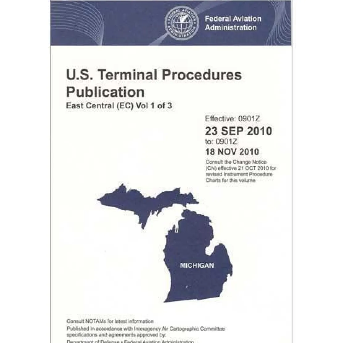 FAA East Central Vol 1 U.S. Terminal Procedures Publication Bound - 07/09/26 thru 09/03/26