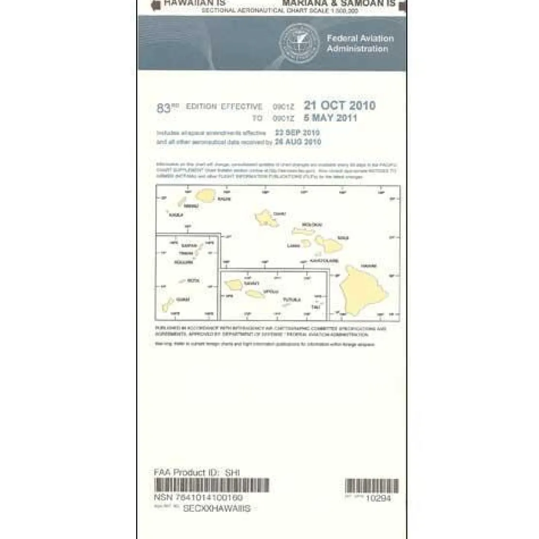 FAA Hawaiian Islands VFR Sectional Aeronautical Chart - 07/09/26 thru 09/03/26