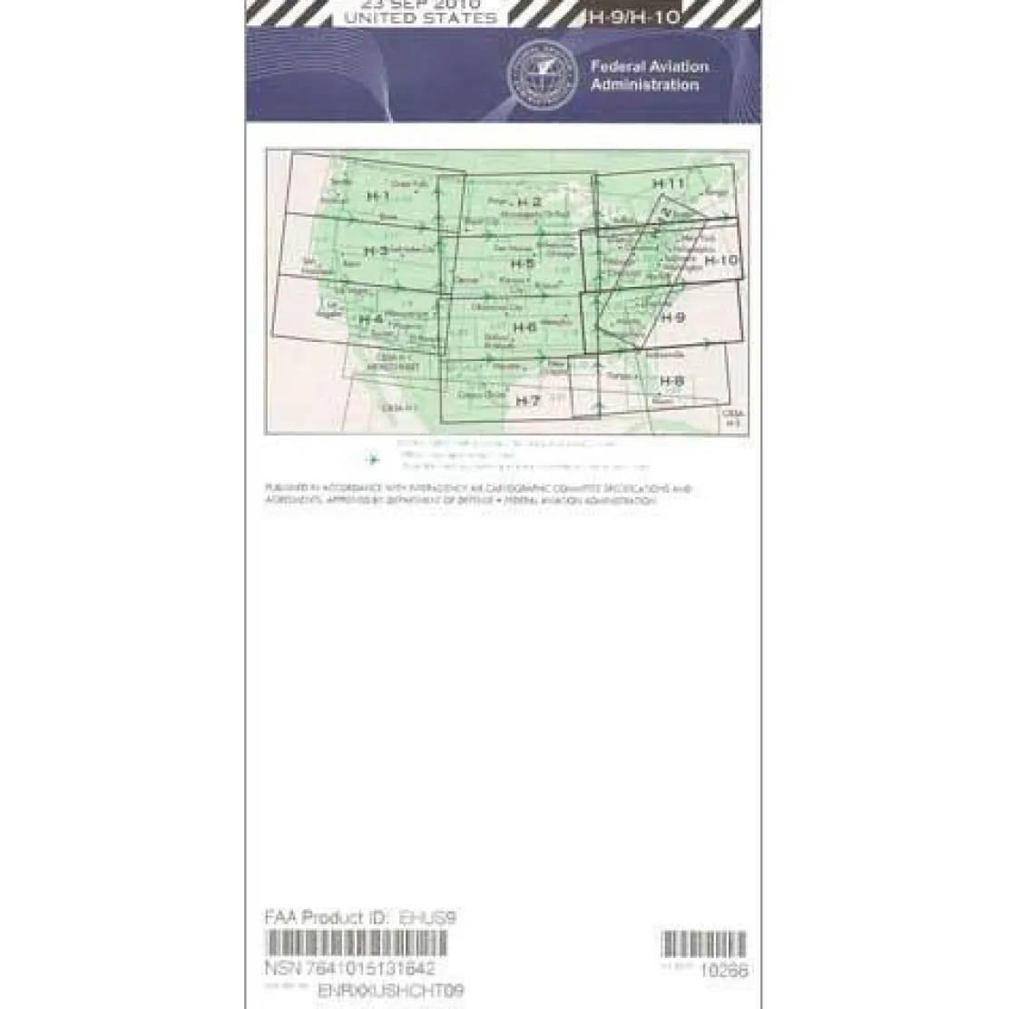 FAA H9/10 Instrument Flight Rules (IFR) Enroute High Altitude Chart - 07/09/26 thru 09/03/26