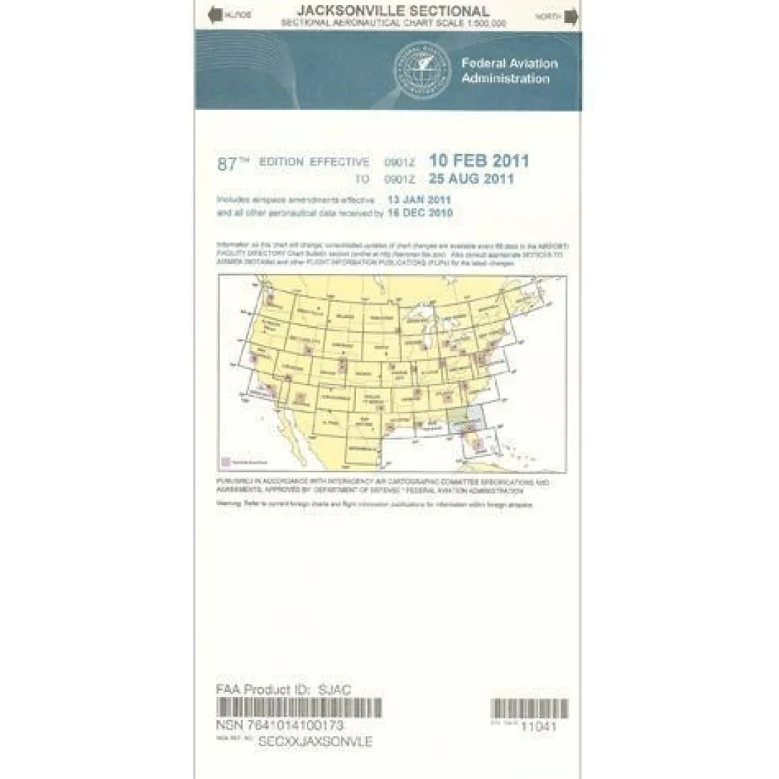 FAA Jacksonville VFR Sectional Aeronautical Chart - 07/09/26 thru 09/03/26