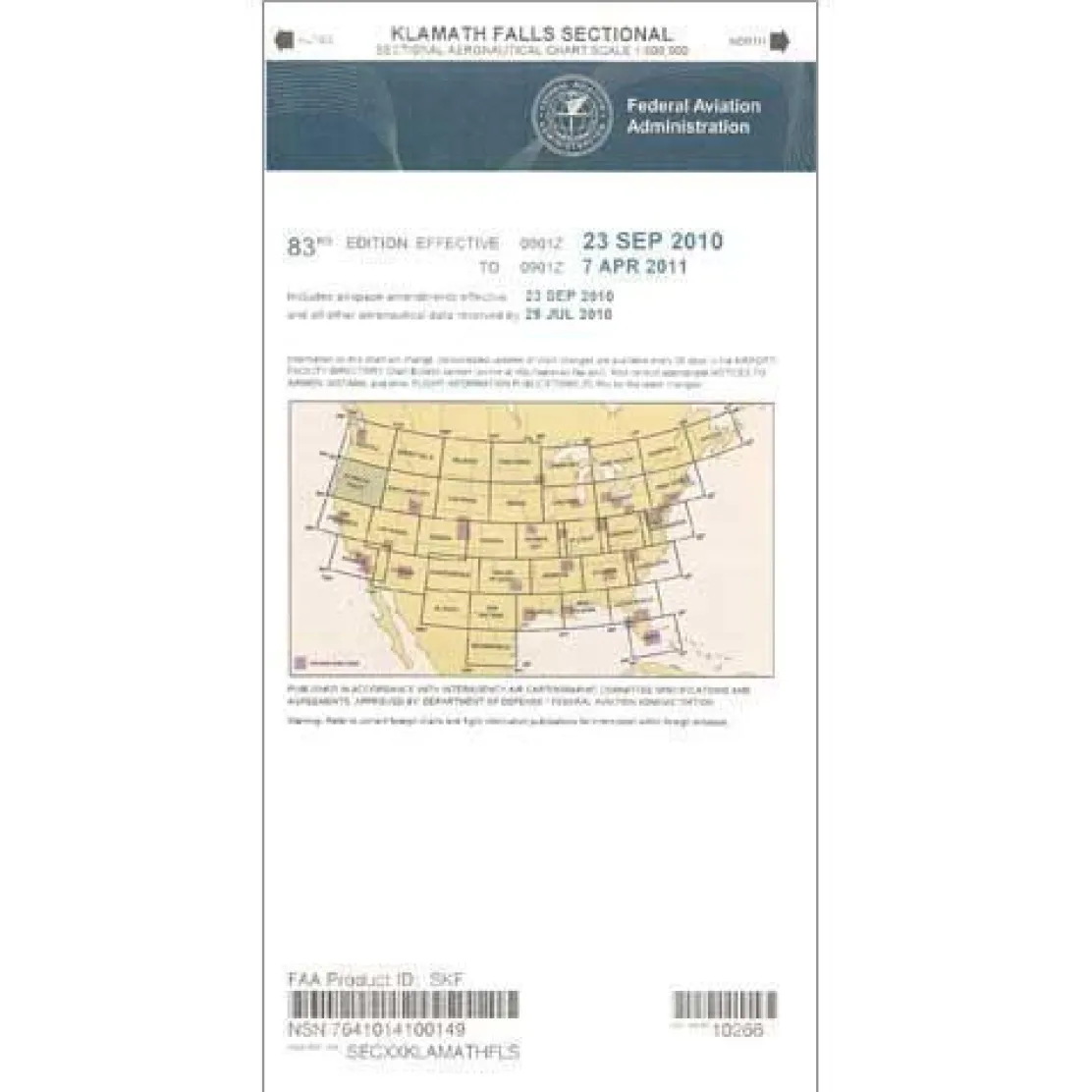 FAA Klamath Falls VFR Sectional Aeronautical Chart - 07/09/26 thru 09/03/26