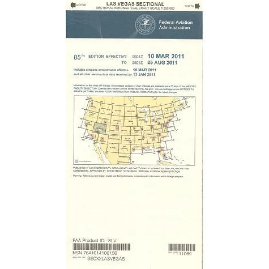FAA Las Vegas VFR Sectional Aeronautical Chart - 07/09/26 thru 09/03/26