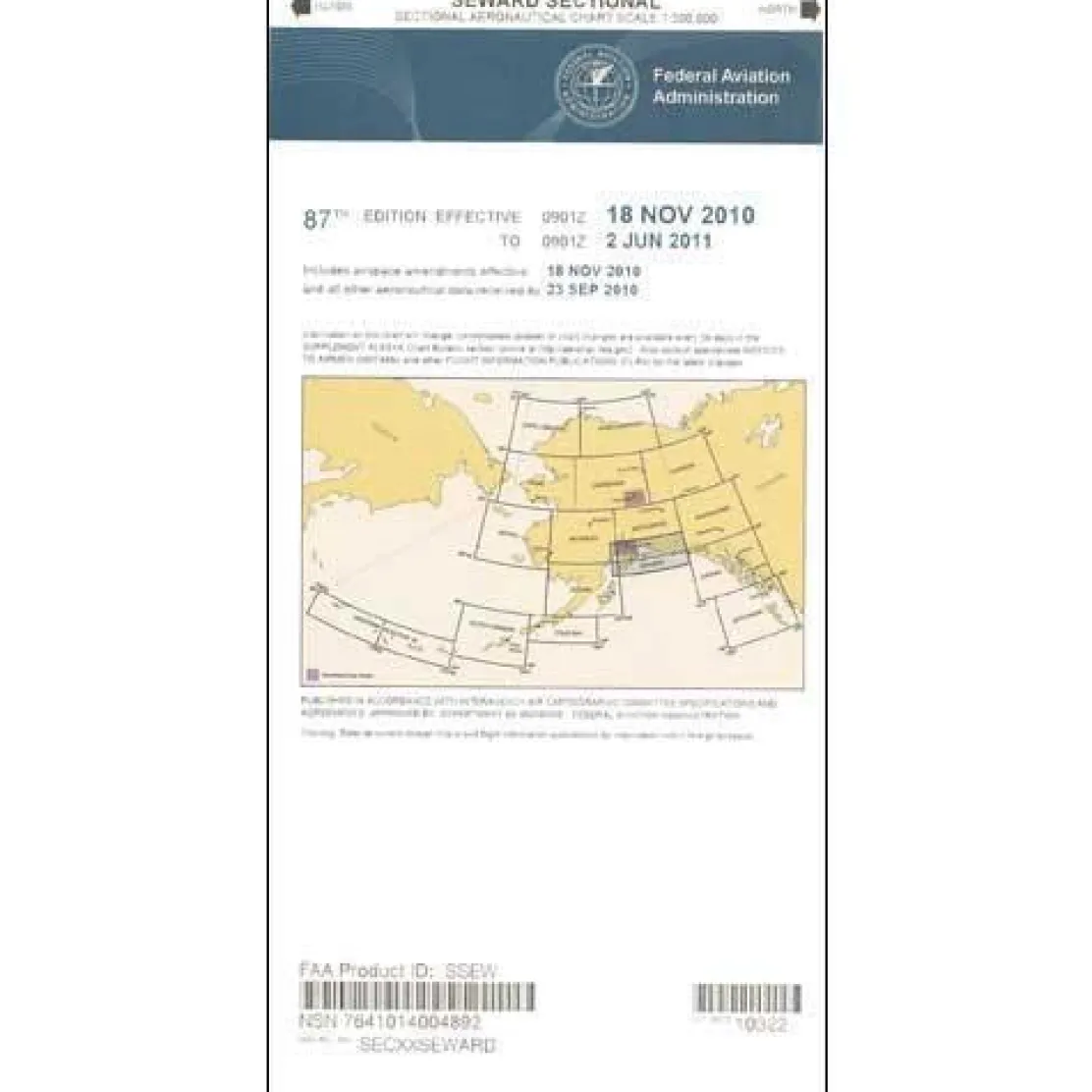 FAA Seward VFR Sectional Chart for Alaska Pilots - 07/09/26 thru 09/03/26