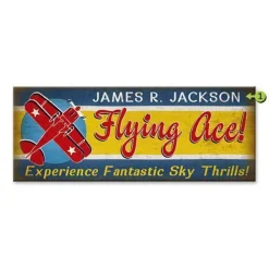 Flying Ace Personalized Wood Sign 17x44