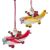 Kurt Adler Aviation Christmas Santa in Airplane Ornament (Assorted Colors, 1 Piece)