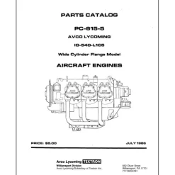 Lycoming IO-540-L1C5 1986 Wide Cylinder Parts Catalog 615-5 (615-5)