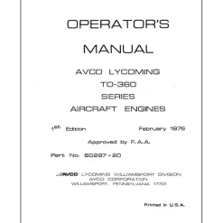 Lycoming TO-360 Series, 1976 Operator's Manual (60297-20-2)