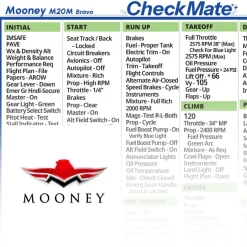 Mooney M20M Bravo Checkmate+ Standard Size Comprehensive Pilot Checklist (Modernized and Updated)