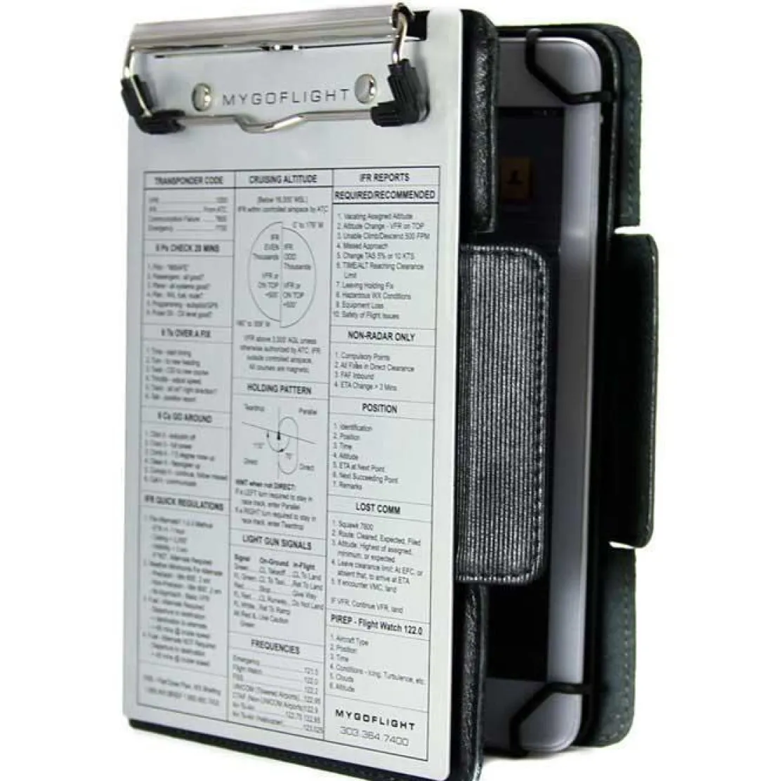 MyGoFlight Premium Leather iPad Rotating Folio Kneeboard for Pilots