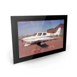 Personalized Aviation Milestone Photo Plaque - Black Glass