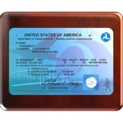 Personalized FAA License Plaque Front Only Premium Rosewood