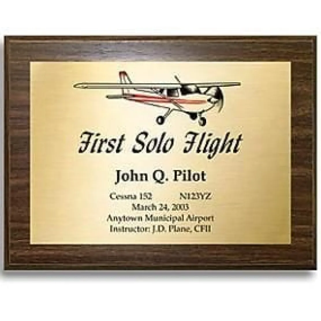 Personalized First Solo Flight Achievement Plaque