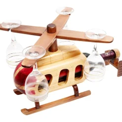 Pilot Toys Helicopter Wine Glass and Bottle Holder Display
