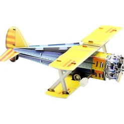 Pilot Toys Interactive PT-17 Stearman Wind-Up & Race 3D Airplane Puzzle Kit