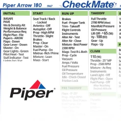 Piper Arrow 180 Checkmate+ Standard Size Comprehensive Pilot Checklist (Modernized and Updated)
