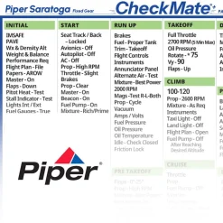 Piper Saratoga FG Checkmate+ Standard Size Comprehensive Pilot Checklist (Modernized and Updated)
