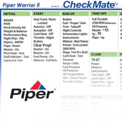 Piper Warrior Checkmate+ Standard Size Comprehensive Pilot Checklist (Modernized and Updated)