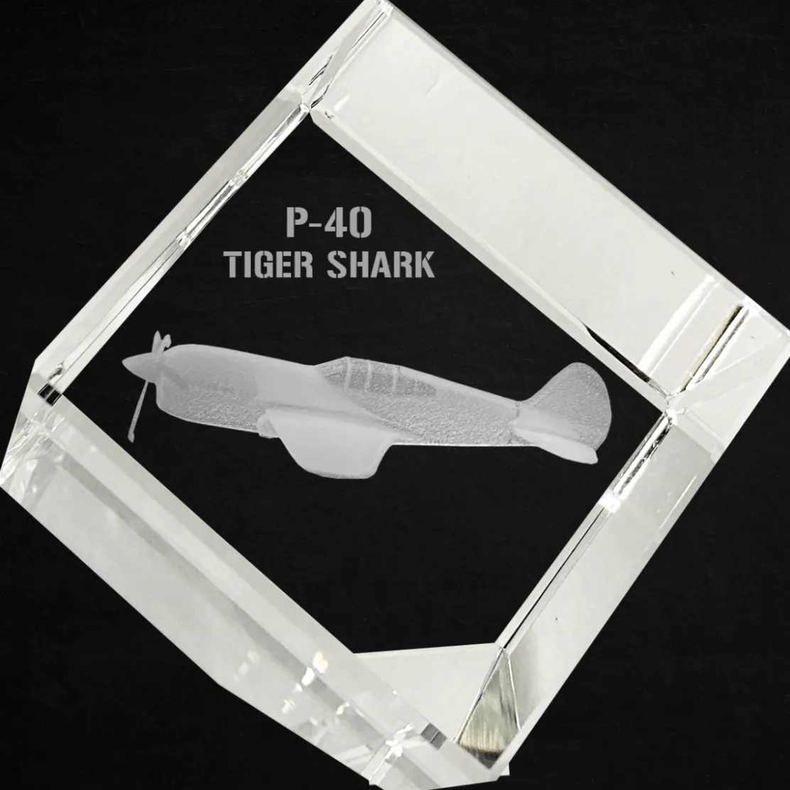 P-40 Tiger Shark 3D Diamond Cube by Etched Memory