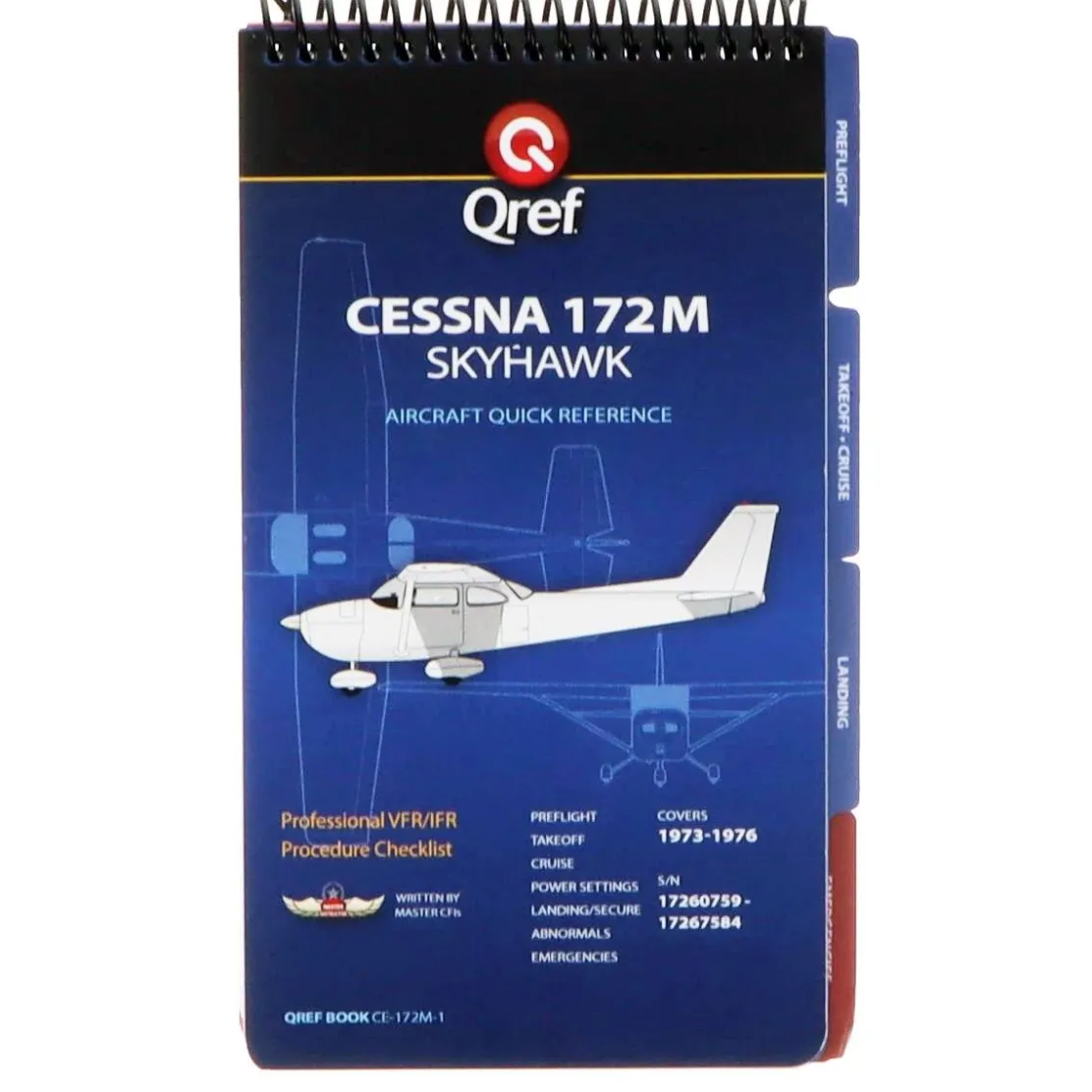 Qref Cessna 172M Skyhawk (1973-76) Pilot Aircraft Procedures Checklist Flip Book