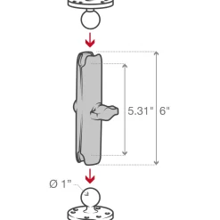 RAM Double Socket Arm - B Size Long RAM-B-201U-C