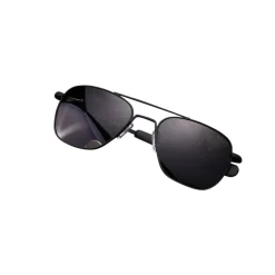 Randolph Aviator Matte Black & Non-Polarized American Gray Glass Lens Military Sunglasses