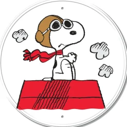 Snoopy Red Baron 11.5" Metal Sign - Embrace the Adventure of Aviation with Iconic Peanuts Decor