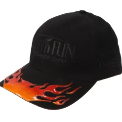SUN 'n FUN Black Vinyl Structured Cap with Flames w/Turn Up The Fun for 51 Black Embroidery
