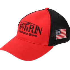 SUN 'n FUN Red/Black Structured Cap OSFM w/American Flag Black Embroidery