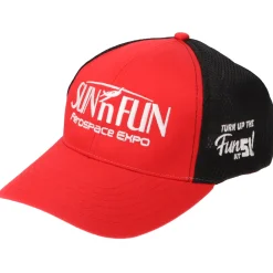 SUN 'n FUN Red/Black Structured Cap OSFM w/Turn Up The Fun for 51 White Embroidery