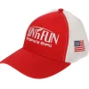 SUN 'n FUN Red/White Structured Cap OSFM w/American Flag White Embroidery