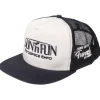 SUN 'n FUN White/Navy Five Panel High Profile Trucker Cap w/Turn Up The Fun for 51 Navy Embroidery
