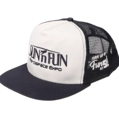 SUN 'n FUN White/Navy Five Panel High Profile Trucker Cap w/Turn Up The Fun for 51 Navy Embroidery