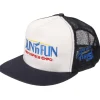 SUN 'n FUN White/Navy Five Panel High Profile Trucker Cap w/Turn Up The Fun for 51 Color Embroidery
